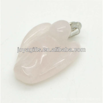 Pendentif en ange quartz rose semi-précieux avec haute qualité